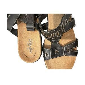 Clarks Black and Tan Strappy Sandals